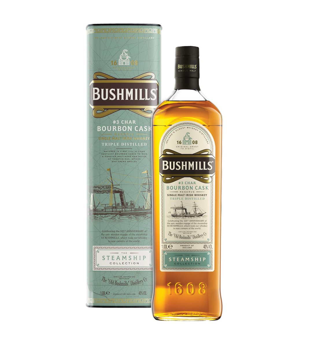 Bushmills no. 3 Char Bourbon Cask Reserve Single Malt Irish Whiskey The Steamship Collection 1L